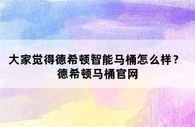 大家觉得德希顿智能马桶怎么样？ 德希顿马桶官网